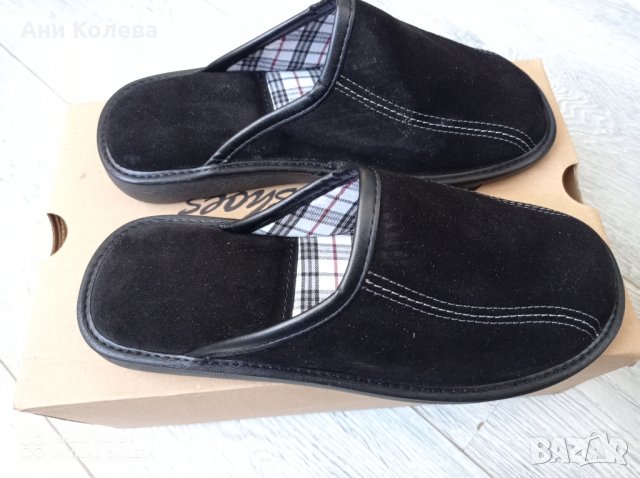  Български мъжки чехли естеств. велур, черни , снимка 4 - Мъжки чехли - 31052877