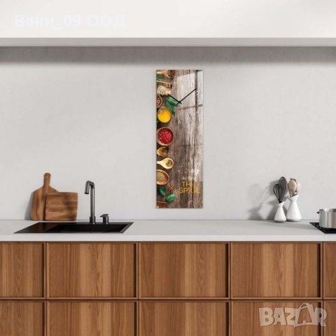 60см! Голям стъклен часовник "Подправки", снимка 2 - Стенни часовници - 42564634