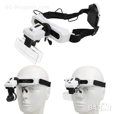 Професионална мощна увеличителна лупа за глава с LED осветление за часовникари бижутери око лед , снимка 3 - Други инструменти - 50921196