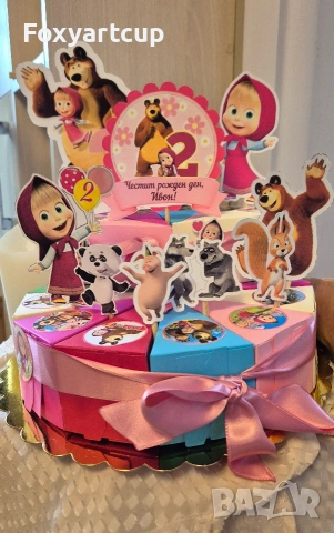 Картонена торта Маша и мечока , снимка 2 - Други - 53930246