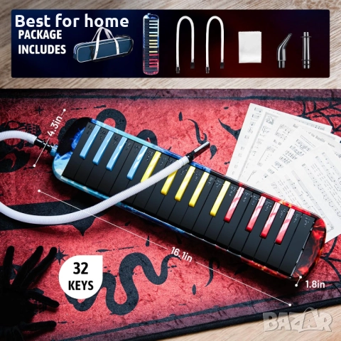 CAHAYA Melodica 32 клавиша, двоен тръбен мундщук, въздушно пиано, снимка 7 - Други - 51823075