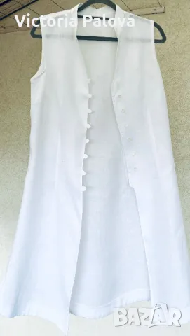 Скъпа ленена рокля-елек, снимка 2 - Рокли - 49794830