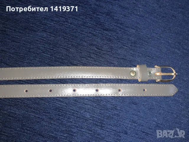 Красив сив кожен дамски колан с дължина 93 см, снимка 3 - Колани - 48110414