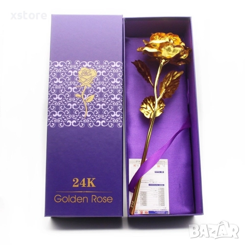 Прекрасна изкуствена роза с 24-каратово златно покритие и стойка "Сърце", снимка 17 - Подаръци за жени - 52793560