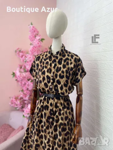 леопардова рокля тип риза, снимка 5 - Рокли - 50329345