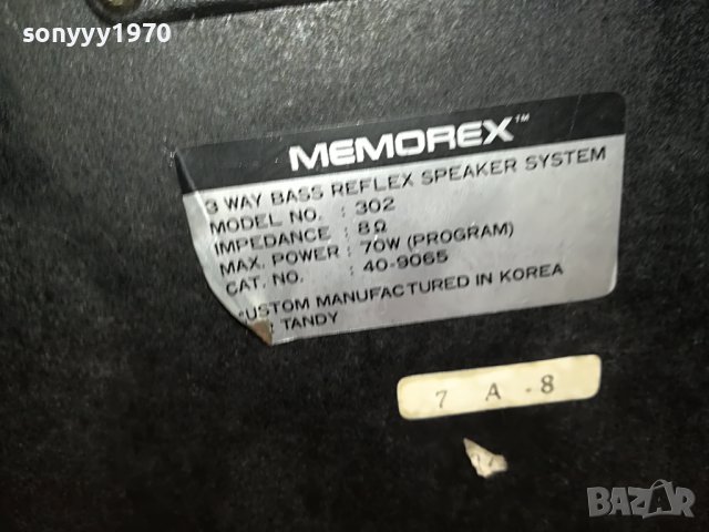 MEMOREX 302 3WAY 2X70W/8ohm-ВНОС SWISS L0402231633, снимка 16 - Тонколони - 39553236