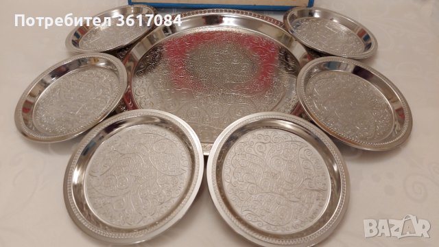 Руски метален десертен сервиз (подноси, табли), снимка 3 - Антикварни и старинни предмети - 39379376