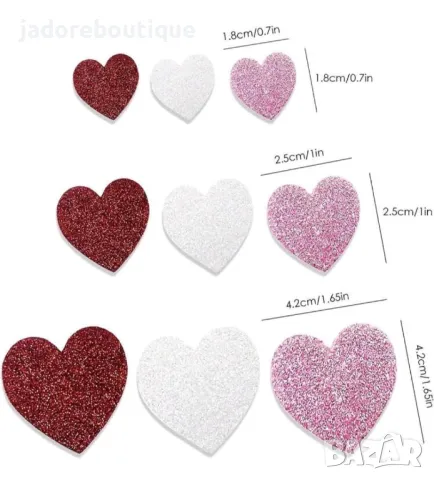 60 бр Стикери от фоам с брокат Сърца, снимка 2 - Други - 48489128