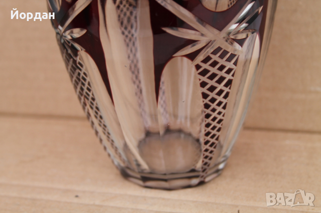 Чешка ваза  кристал Бохемия, снимка 6 - Антикварни и старинни предмети - 44558588