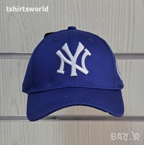 Нова шапка с козирка New York (Ню Йорк) в син цвят, с емблема отстрани, Унисекс
