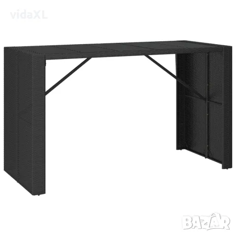 vidaXL Бар маса със стъклен плот, черна, 185x80x110 см, полиратан（SKU: 362600）