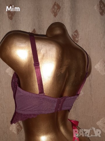 80 D Дантелен сутиен цвят бордо сутиен в червен сатен , снимка 3 - Бельо - 38721693