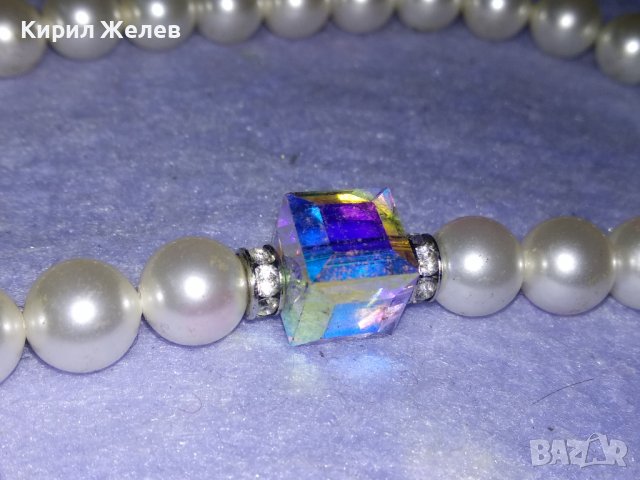 СКЪПОЦЕННО ПЕРЛЕНО КОЛИЕ КУЛТИВИРАНИ ПЕРЛИ с ЮВЕЛИРНО ФАСЕТИРАН ПЛАНИНСКИ КРИСТАЛ 34775, снимка 4 - Колиета, медальони, синджири - 39179663