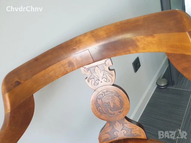 Стар дървен стол на винт/регулируем/с подлакътници/дърворезба/83см, снимка 9 - Антикварни и старинни предмети - 51312138