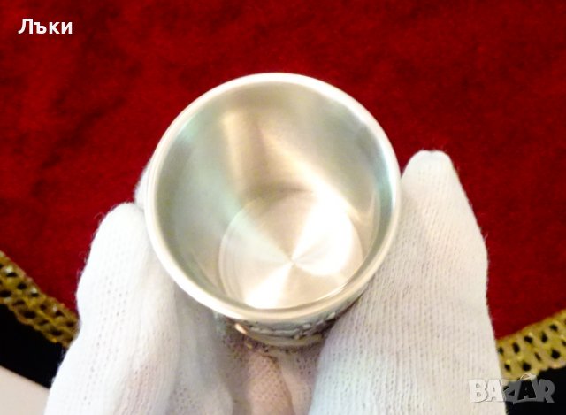 Чаша от калай за ракия със селски картини. , снимка 5 - Антикварни и старинни предмети - 37784021