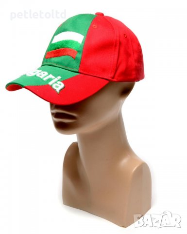 Шапка памучна, с козирка, декорирана с цветовете на българския трикольор и знамето на България, снимка 3 - Спортна екипировка - 36814695