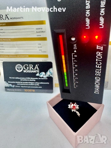 Сребърен пръстен с мойсанит (Диамант) 2 карата, снимка 13 - Пръстени - 54091843