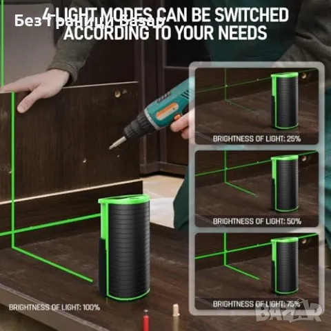 Нов Лазерен нивелир ZHJAN – самонивелиращ, Type-C, 360° магнитна основа, снимка 4 - Измервателни инструменти - 49810747