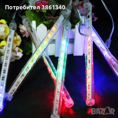Коледни LED висулки падащ сняг METHEOR WHITE, 7 броя по 70 см, каскадно свързване, снимка 3 - Лед осветление - 42547563