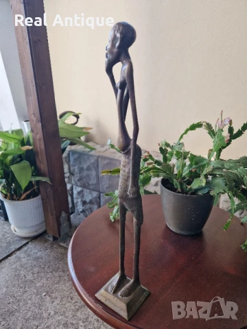 Страхотна голяма антикварна колекционерска бронзова фигура пластика статуетка , снимка 5 - Статуетки - 50521234