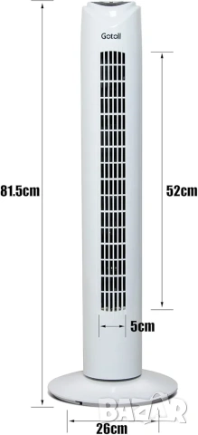 Вентилатор тип „кула“ Gotoll с дистанционно, 3 скорости, Таймер, снимка 7 - Вентилатори - 54112116