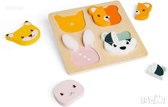 Монтесори Bigjigs Toys Пъзел от 10 части, горски жимотни, за деца над 1 година, снимка 5 - Образователни игри - 49934068