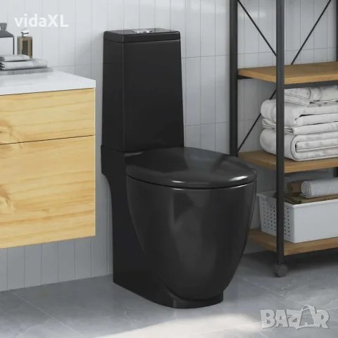 vidaXL Керамична тоалетна задно оттичане черна(SKU: 140298), снимка 2 - Тоалетки - 56129316