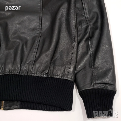 JACK & JONES Мъжко Кожено Яке Бомбър Естествена Кожа Плетена Яка M, снимка 6 - Якета - 52967875