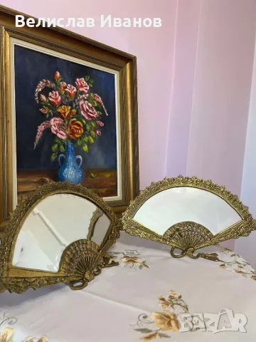 Антикварни бронзови огледала във формата на ветрила стил Наполеон III . Много редки и кресиви., снимка 16 - Антикварни и старинни предмети - 48484719