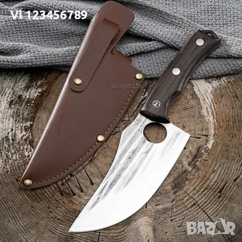 Ръчно кован нож 168х 270, кожена кания