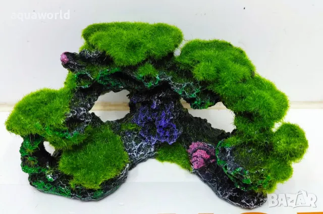 "ПРОМОЦИЯ" Изкуствена декорация - Скала с растения 1, снимка 3 - Оборудване за аквариуми - 49763049