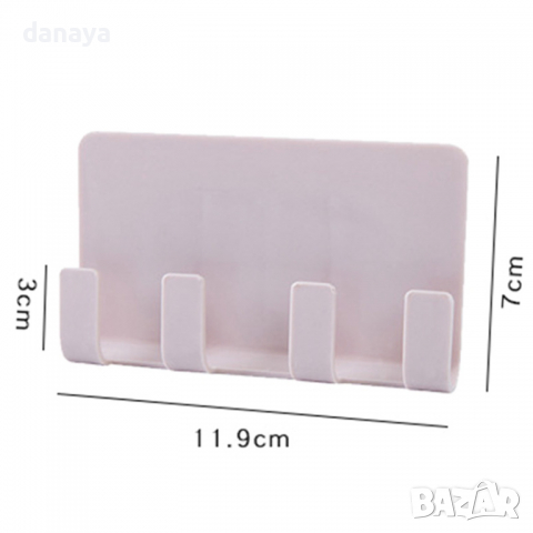 2773 Мултифункционална лепяща закачалка с 4 куки за закачане, снимка 8 - Закачалки - 36563516