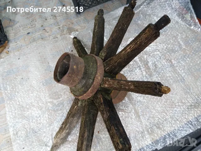 Старо ляво колело от каруца , снимка 5 - Антикварни и старинни предмети - 56533697