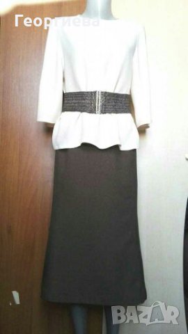 Стилна дамска пола в кафяво, с подплата🍀👗M(38)🍀👗арт.844