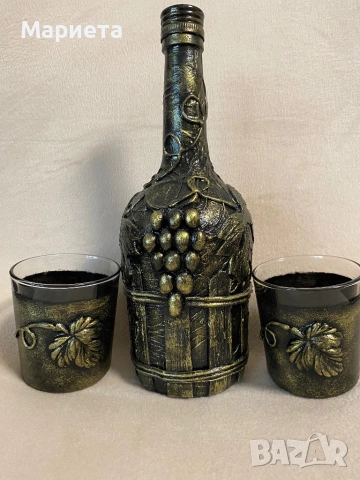 Комплект бутилка с две чаши Подарък за повод, снимка 3 - Декорация за дома - 46654273