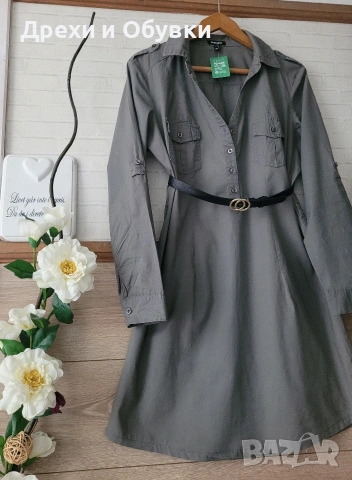 Рокля тип риза памучна материя , снимка 2 - Рокли - 54095810