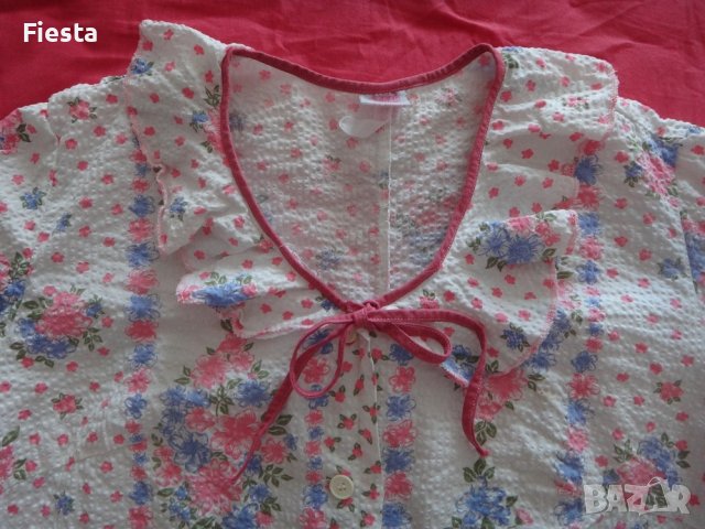 Бяла дълга нощница на цветя, материя фру-фру, снимка 3 - Нощници - 39038338