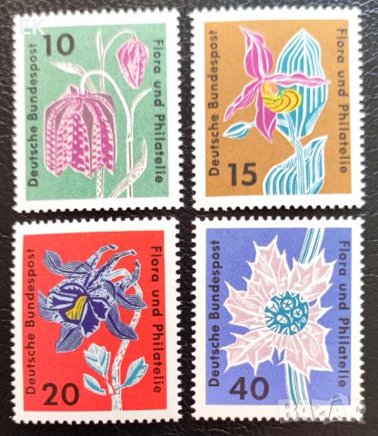 ГФР, 1963 г. - пълна серия чисти марки, цветя, 3*12, снимка 1 - Филателия - 40777953