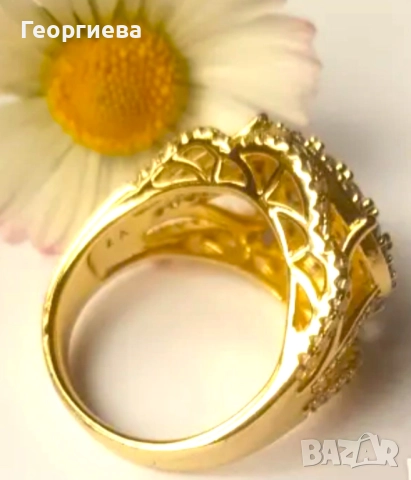  дамски пръстен със златно покритие , снимка 2 - Пръстени - 52070965