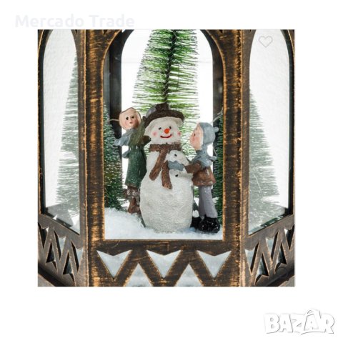 Декоративен фенер Mercado Trade, Снежен човек и деца, Бронз, снимка 3 - Декорация за дома - 42828546