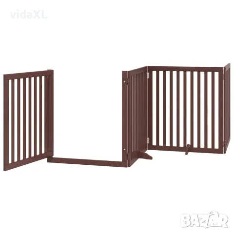 vidaXL Сгъваема преграда за куче с врата 10 панела кафяв 800 см топола, снимка 4 - За кучета - 56146642