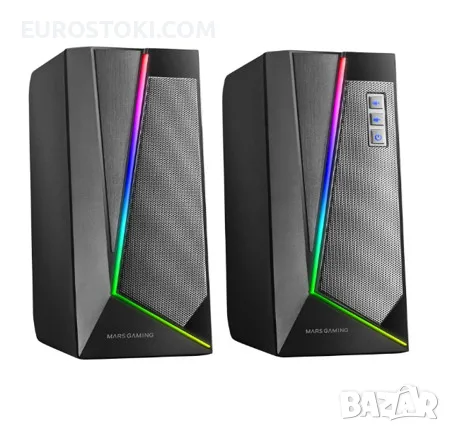 Тонколони за компютър Mars Gaming MS7, комплект високоговорители с RGB осветление, 20 W