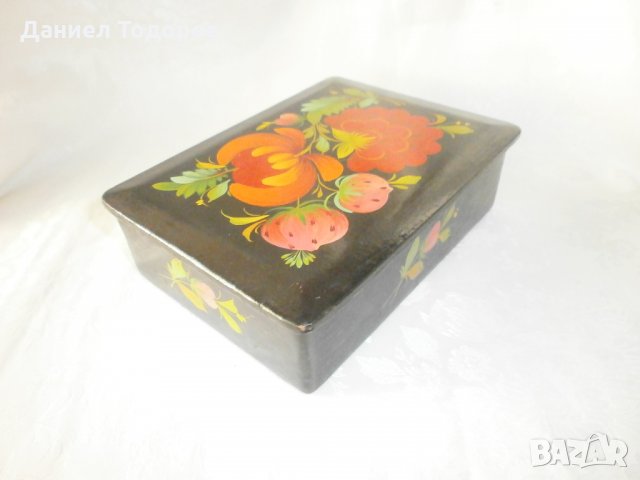 Стара  Руска Дървена Рисувана Кутия   за Бижута  - Палех - №2, снимка 4 - Колекции - 30360631