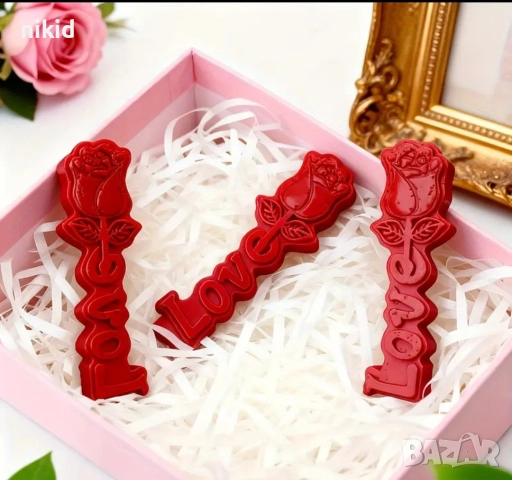 Love Роза прав силиконов молд форма за гипс свещ шоколад декор украса, снимка 3 - Форми - 52597601
