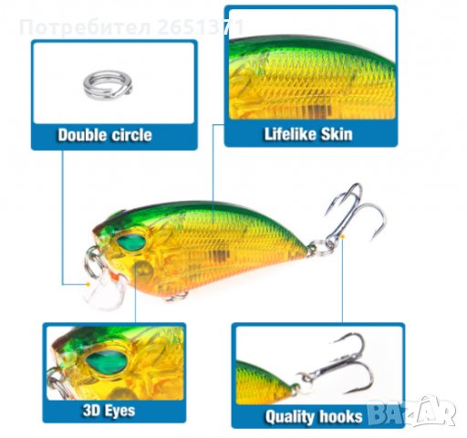 воблер, изкуствена примамка - 6,5 гр., 6 см., снимка 3 - Стръв и захранки - 30832322