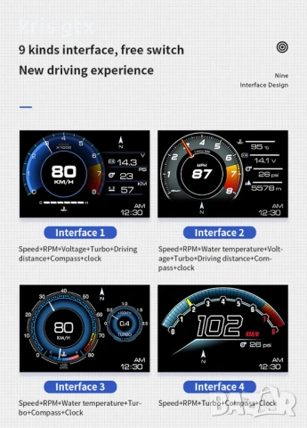 OBD2 и GPS диагностика, HUD дисплей,цифрово табло с информация за , Boost ,Clock, индикатор за турбо, снимка 12 - Аксесоари и консумативи - 54335529