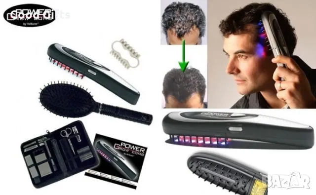 Лазерна четка за стимулиране растежа на коса и брада Power Grow Comb, снимка 11 - Продукти за коса - 47511344