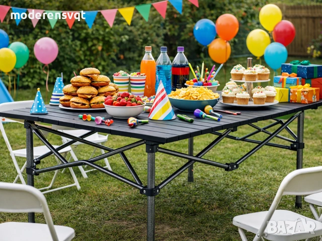 Сгъваема рибарска маса за балкони, къмпинг и тераси 118 x 55 см, снимка 3 - Други стоки за дома - 54126927