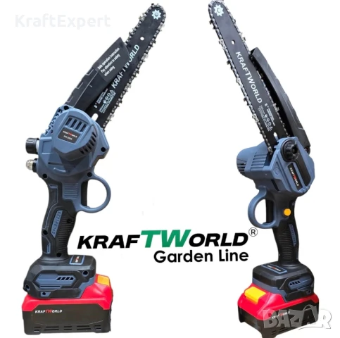 Акумулаторен сет 3в1: Тример, Ножица и Резачка 15 и 20см шини, допълнителни приставки и резервен нож, снимка 2 - Други инструменти - 50482506