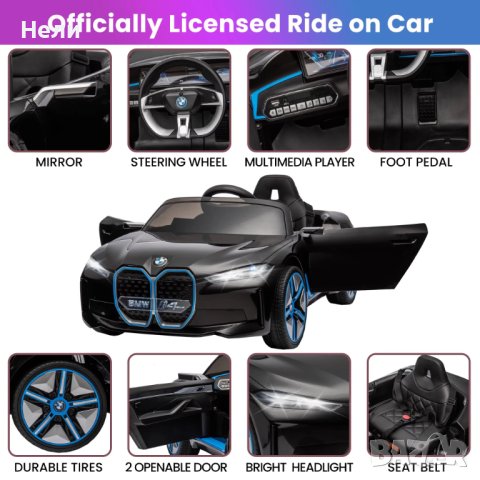 Акумулаторен КОЛА BMW I4  12V батерия, снимка 13 - Детски велосипеди, триколки и коли - 42535799